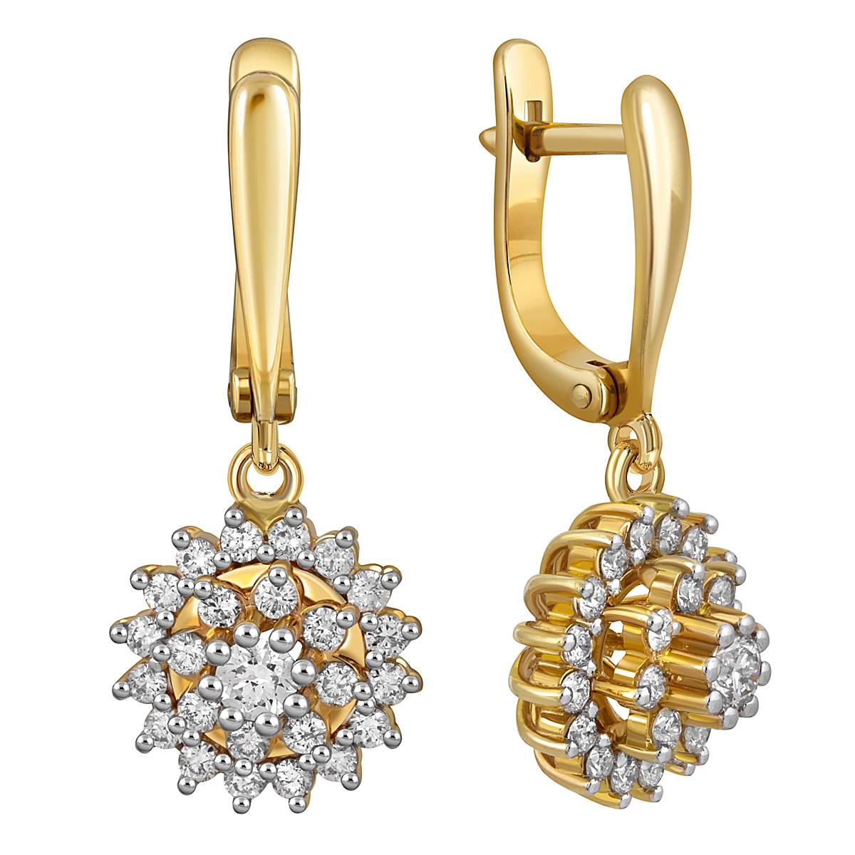 Серьги из жёлтого золота с бриллиантами (049758)