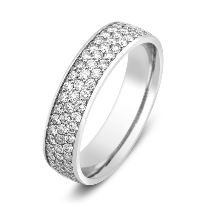 Обручальное кольцо с бриллиантами из белого золота (010865)