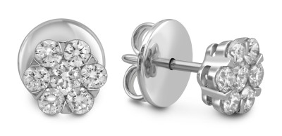 Серьги пусеты из белого золота с бриллиантами &quot;Crivelli&quot; (052624)