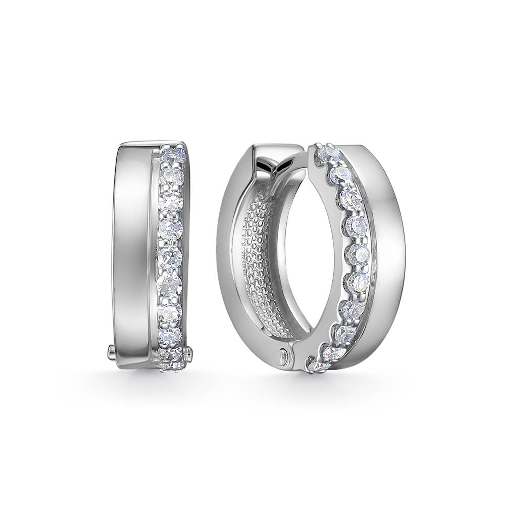 Серьги конго из белого золота с бриллиантами (052832)