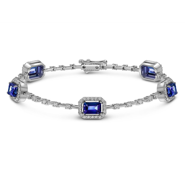 Браслет из белого золота с бриллиантами и сапфирами (061543)