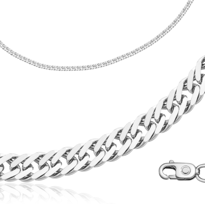 Цепь автомат из белого золота, плетение &quot;Двойное панцирное&quot; (052111)