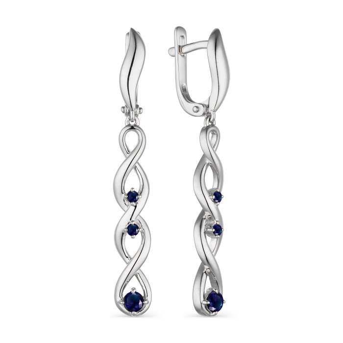 Серьги из белого золота с сапфирами (042610)
