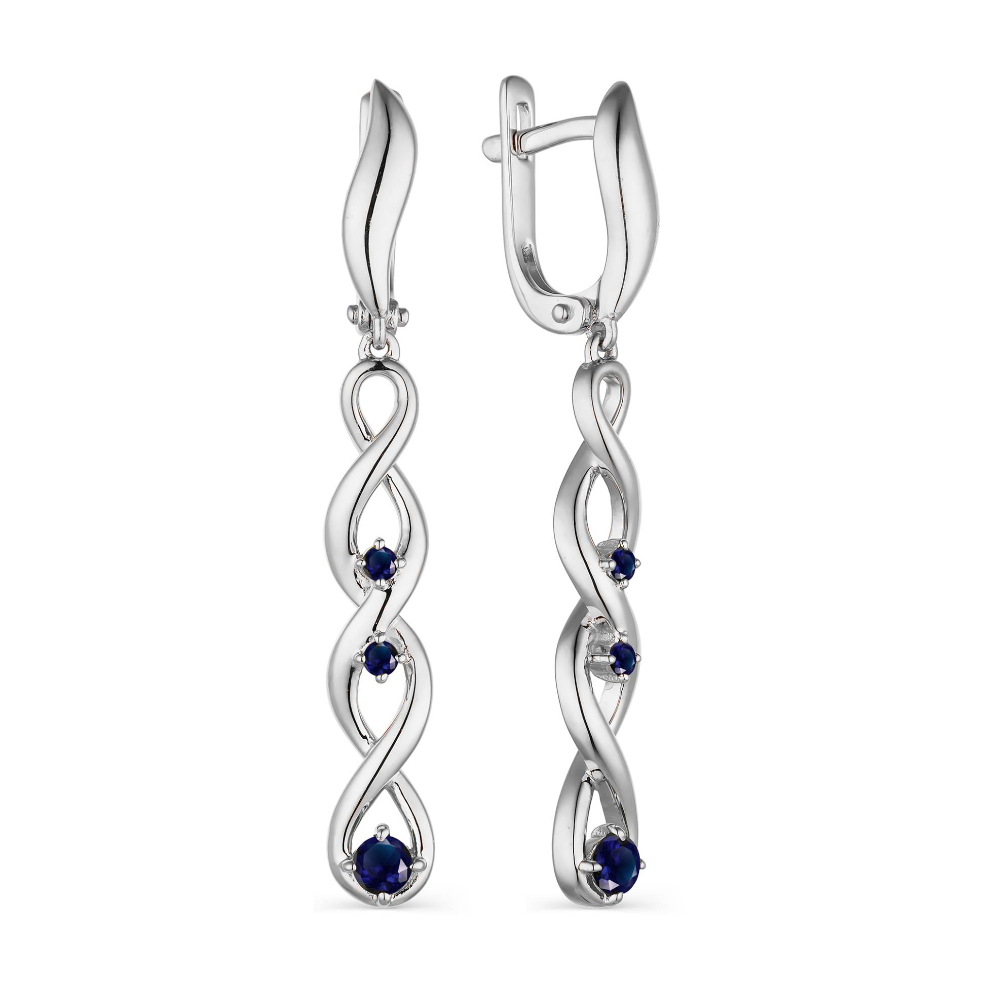 Серьги из белого золота с сапфирами (042610)