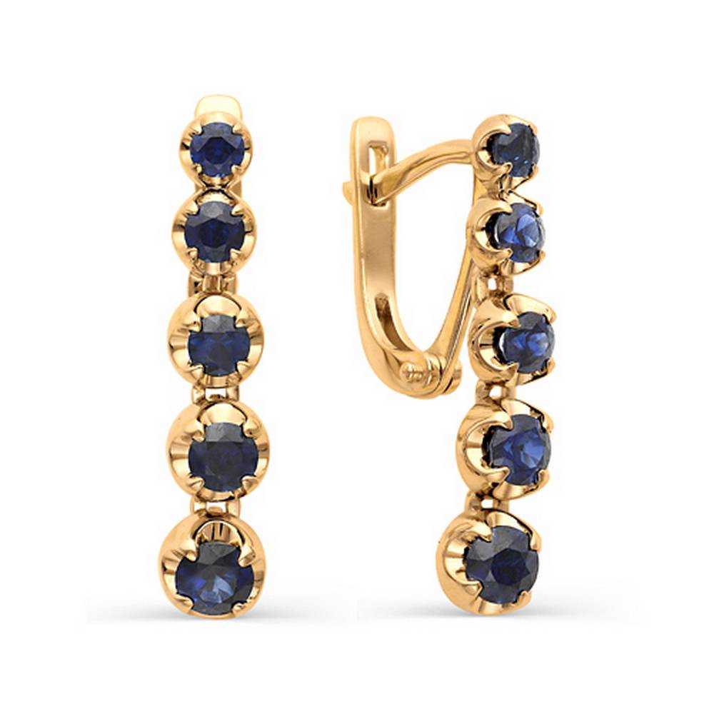 Серьги из красного золота с сапфирами (050470)