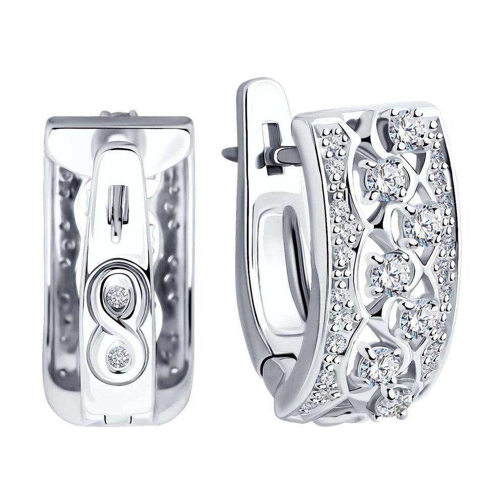 Серьги из белого золота с бриллиантами (053634)