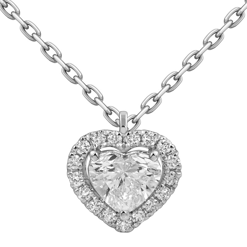 Колье из белого золота с бриллиантами Сердце (054384)