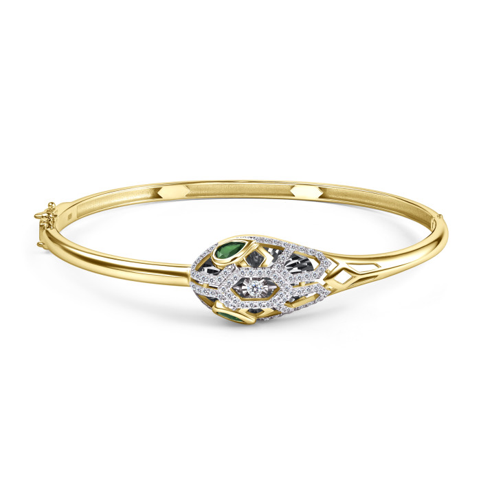 Браслет из жёлтого золота с бриллиантами и изумрудами (060367)