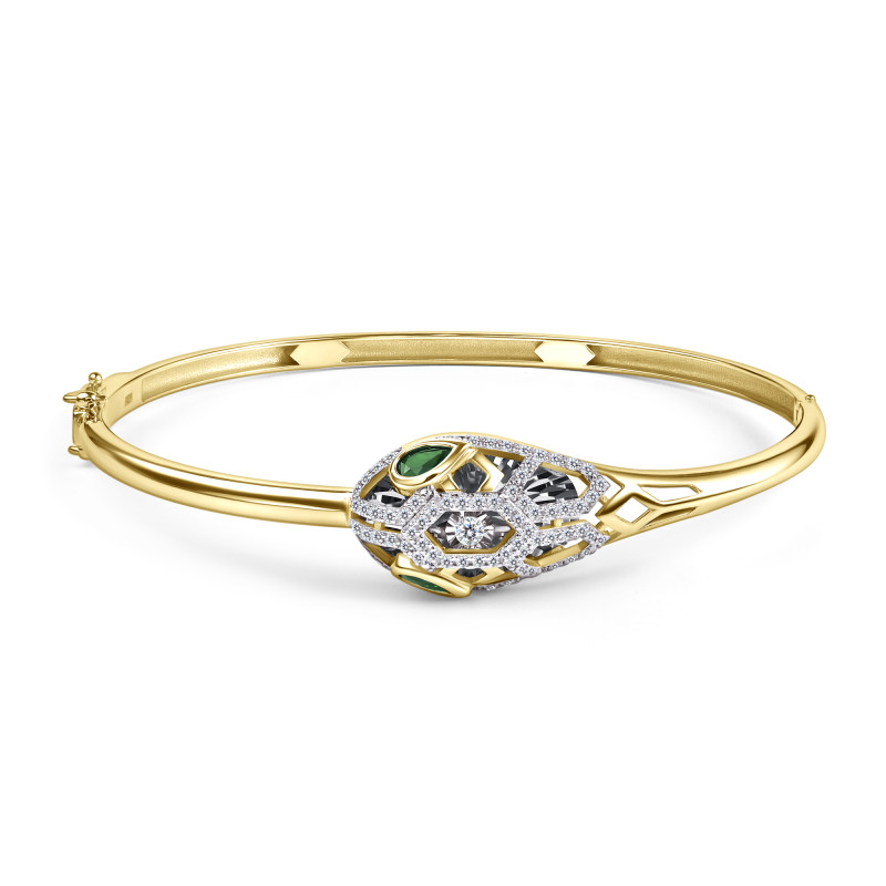 Браслет из жёлтого золота с бриллиантами и изумрудами (060367)