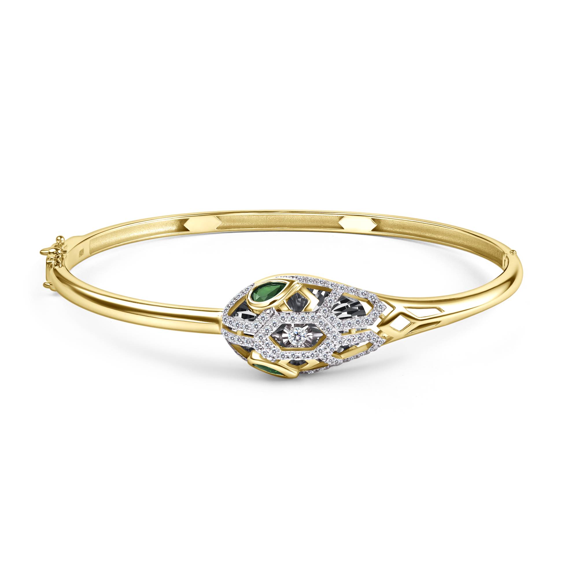 Браслет из жёлтого золота с бриллиантами и изумрудами (060367)