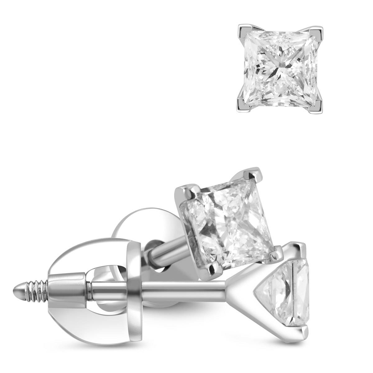 Серьги пусеты из платины с бриллиантами (049663)