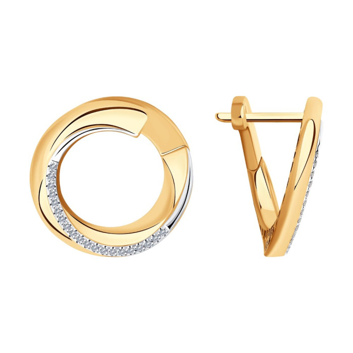 Серьги из красного золота с бриллиантами (048642)