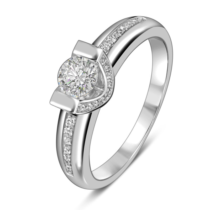 Помолвочное кольцо из белого золота с бриллиантами (060768)