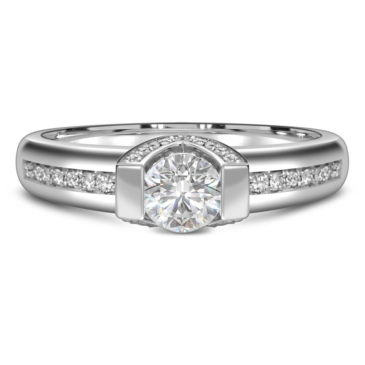 Помолвочное кольцо из белого золота с бриллиантами (060768)