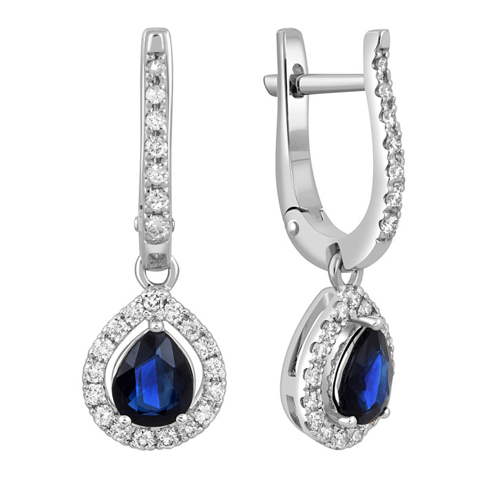 Серьги из белого золота с бриллиантами и сапфирами (049501)