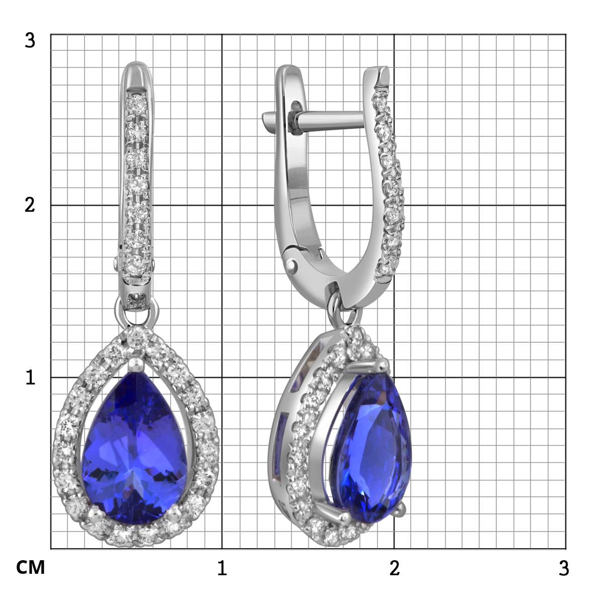 Серьги из белого золота с бриллиантами и танзанитами (053765)