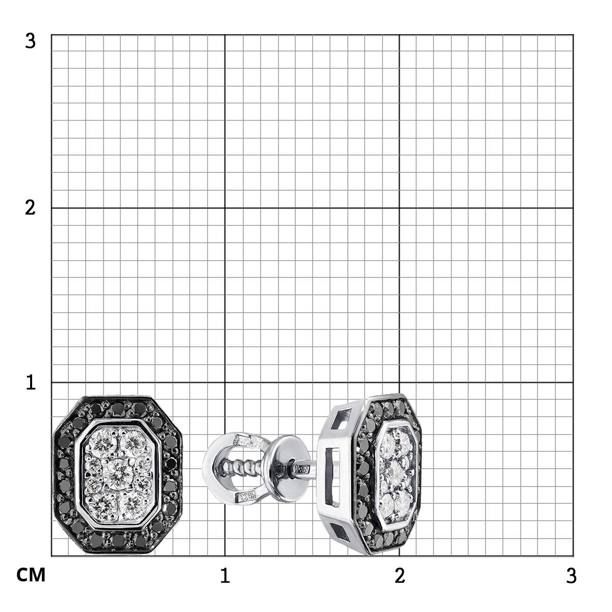 Серьги пусеты из белого золота с бриллиантами (061727)