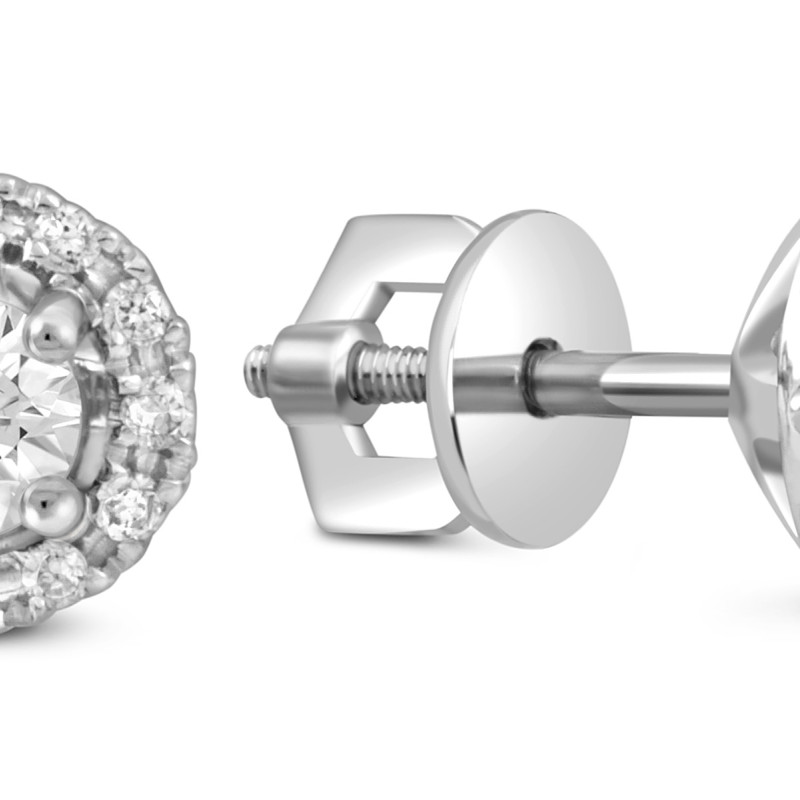 Серьги пусеты из белого золота с бриллиантами (054463)