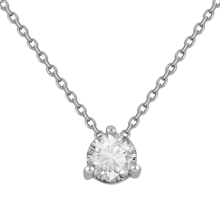 Колье из белого золота с бриллиантом (048914)