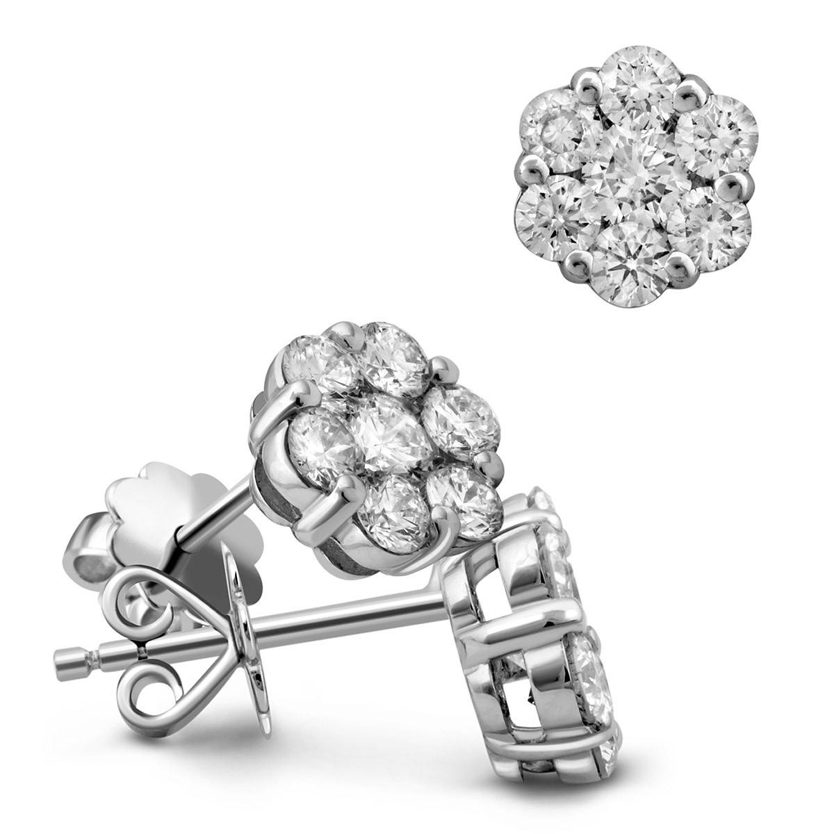 Серьги пусеты из белого золота с бриллиантами (025217)