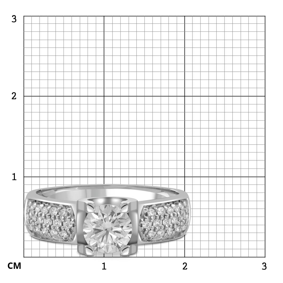 Помолвочное кольцо из белого золота с бриллиантами  (054461)