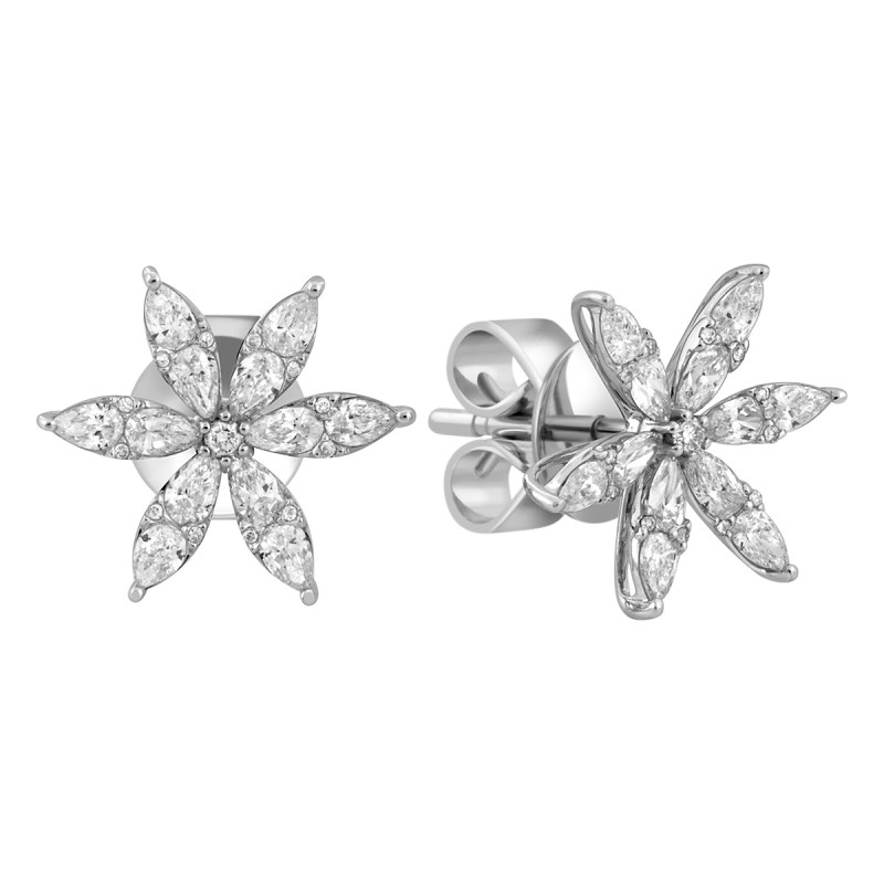 Серьги пусеты из белого золота с бриллиантами (049087)