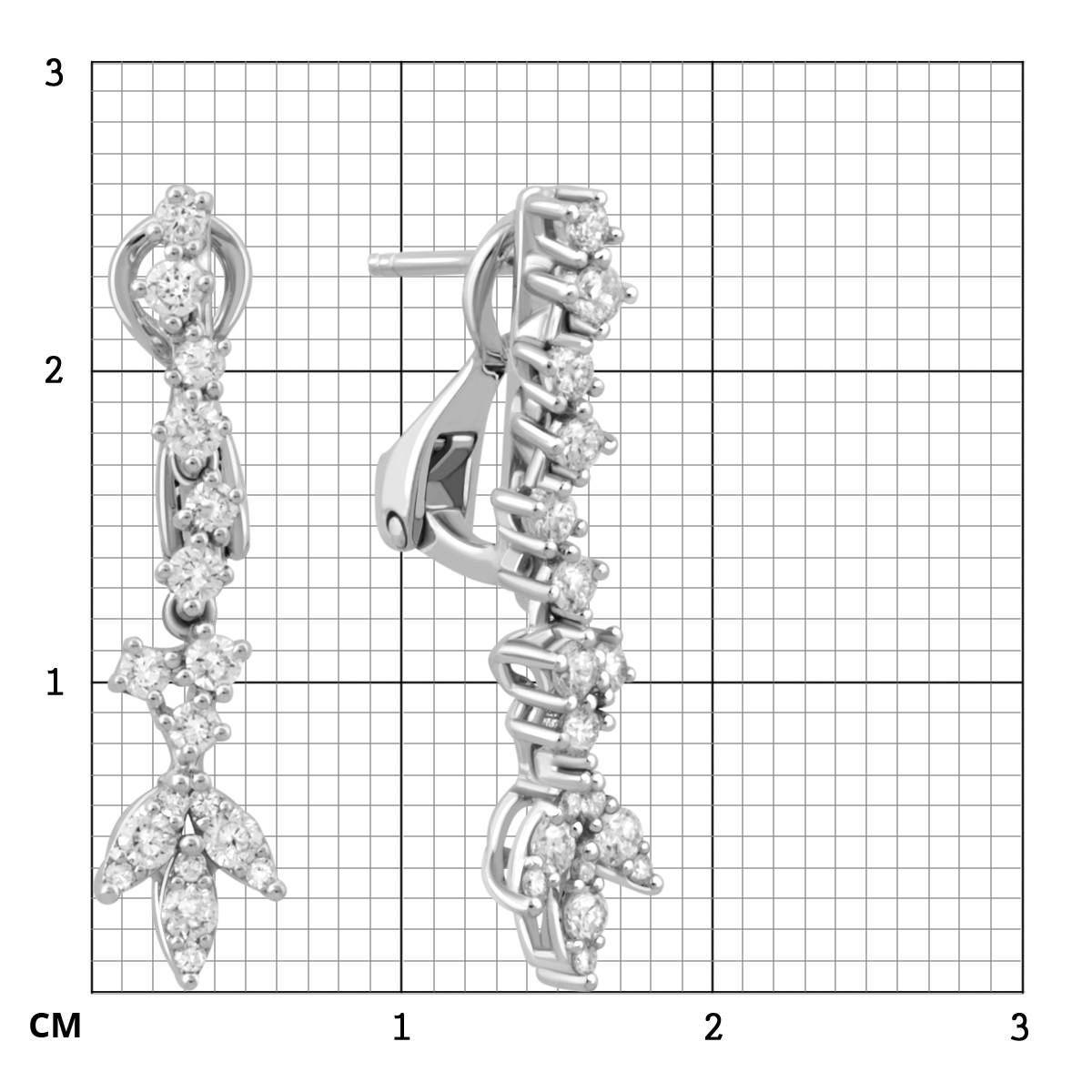 Серьги из белого золота с бриллиантами (039446)