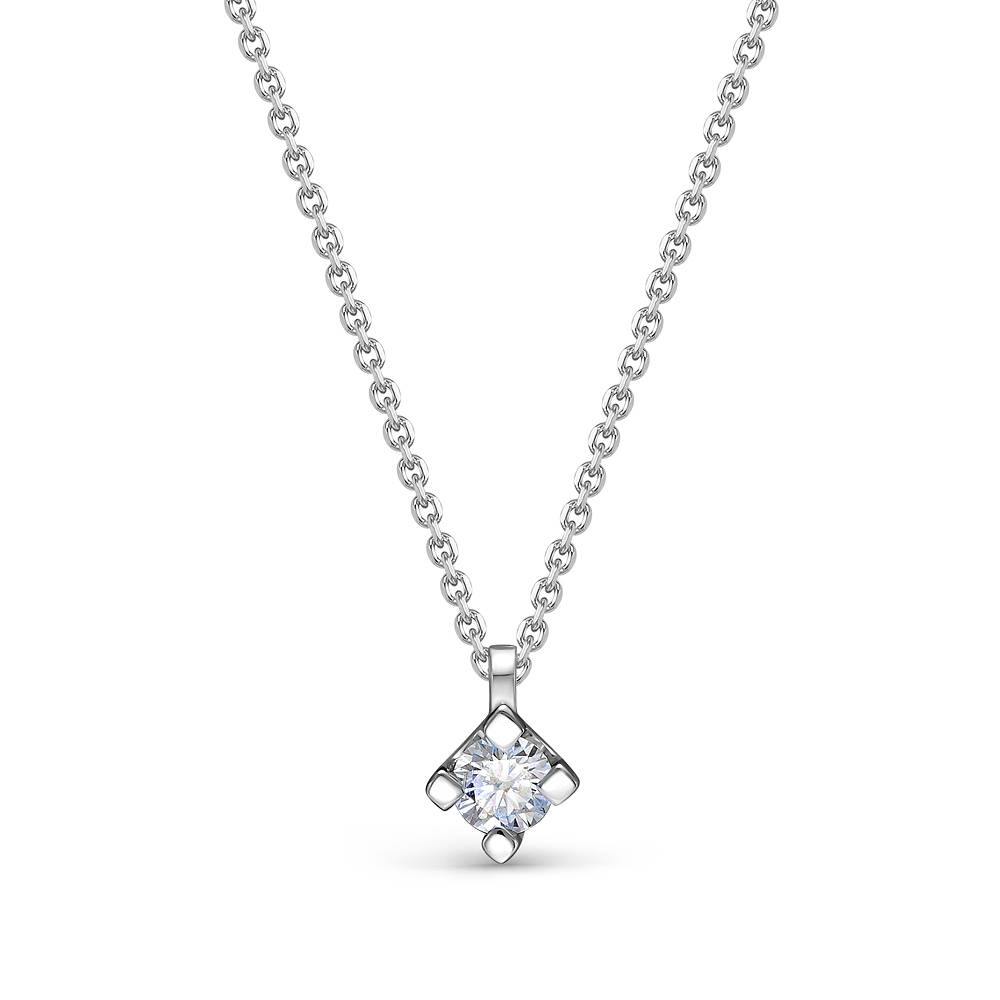 Колье из белого золота с бриллиантом (053943)