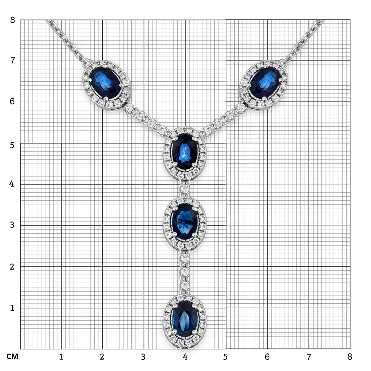 Колье из белого золота с бриллиантами и сапфирами (055602)