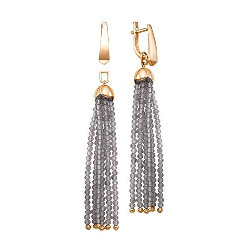 Серьги из красного золота с раухтопазами (040538)