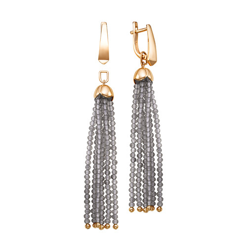 Серьги из красного золота с раухтопазами (040538)