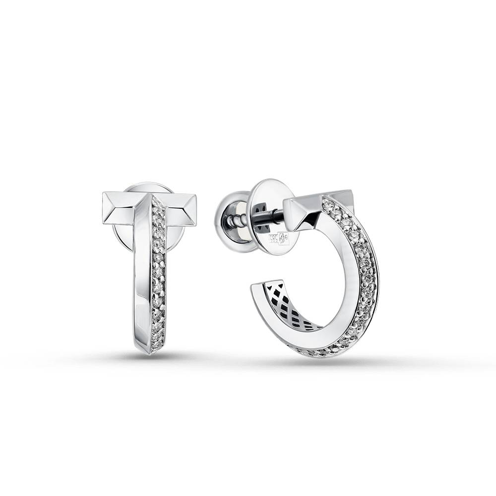 Серьги пусеты из белого золота с бриллиантами (055843)