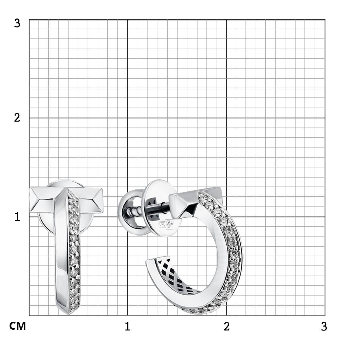 Серьги пусеты из белого золота с бриллиантами (055843)