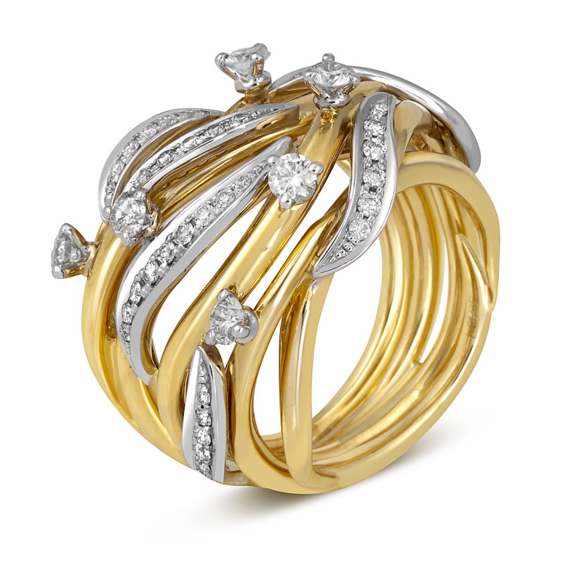 Кольцо из комбинированного золота с бриллиантами (052930)