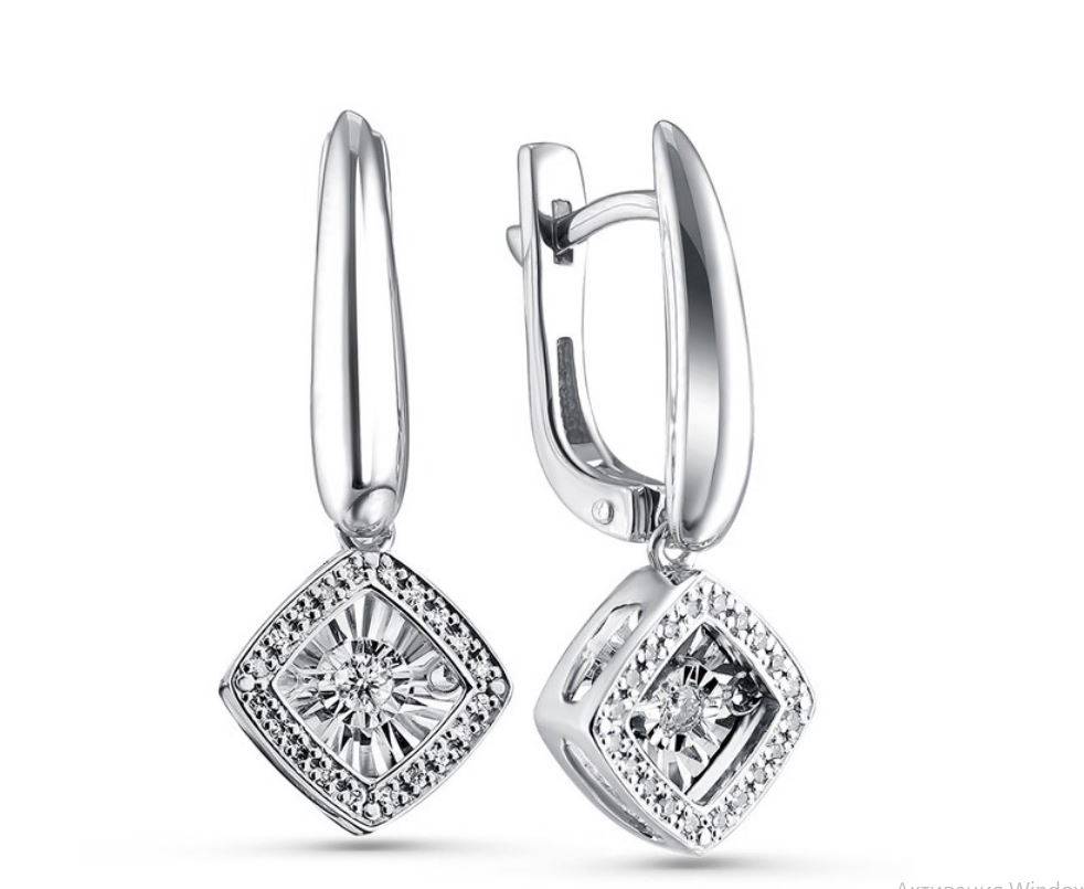 Серьги из белого золота с бриллиантами  (052730)