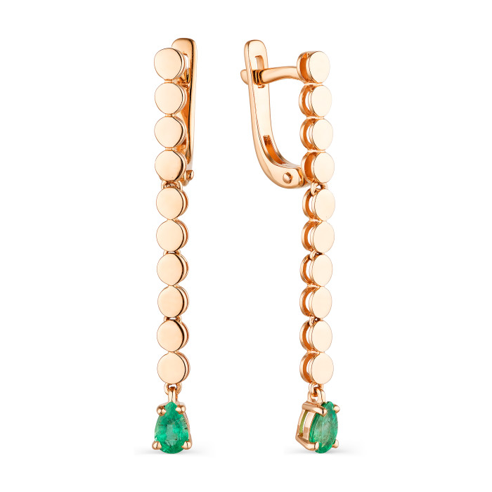 Серьги из красного золота с изумрудами (044248)