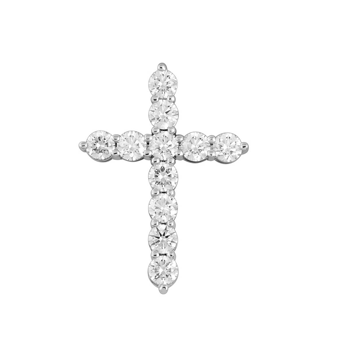Кулон крест из белого золота с бриллиантами (059453)