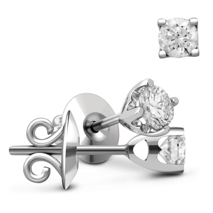 Серьги пусеты из белого золота с бриллаинтами (025890)