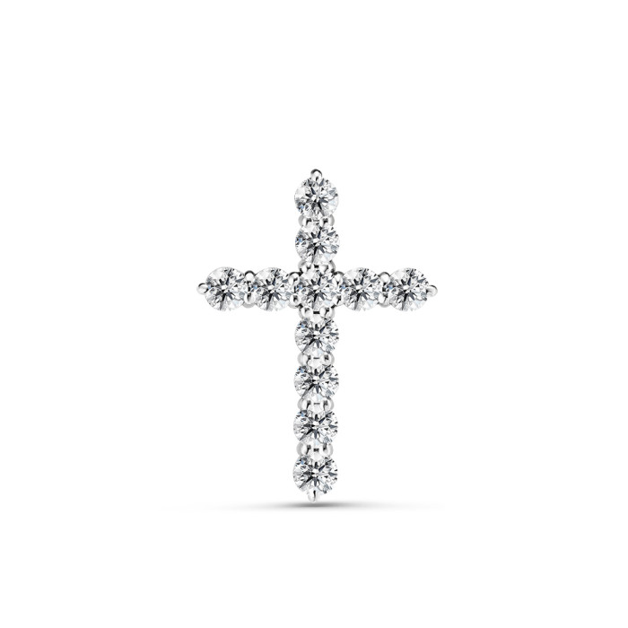 Кулон крест из белого золота с бриллиантами (051117)
