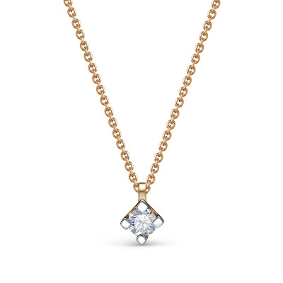 Колье из красного золота с бриллиантом (053855)