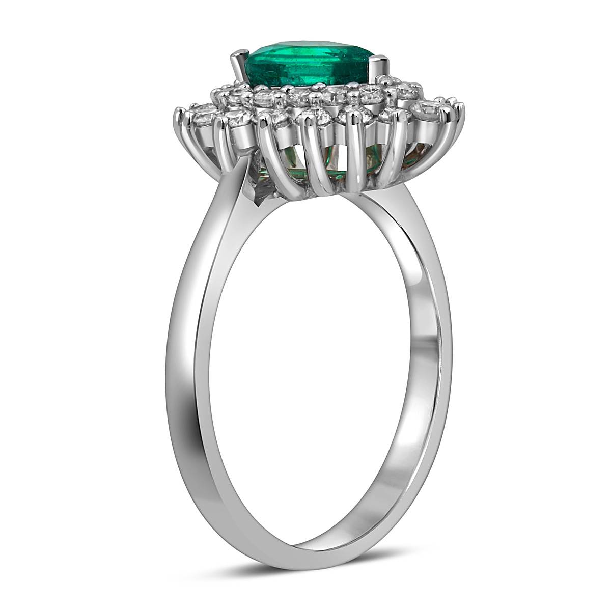 Кольцо из белого золота с бриллиантами и ирзумрудом (055698)