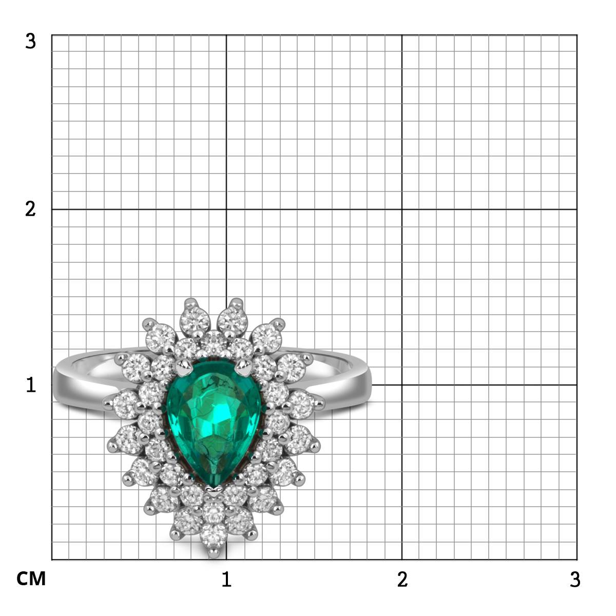 Кольцо из белого золота с бриллиантами и ирзумрудом (055698)