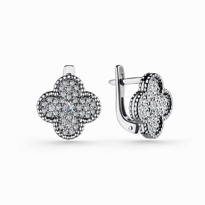 Серьги из белого золота с бриллиантами (060973)