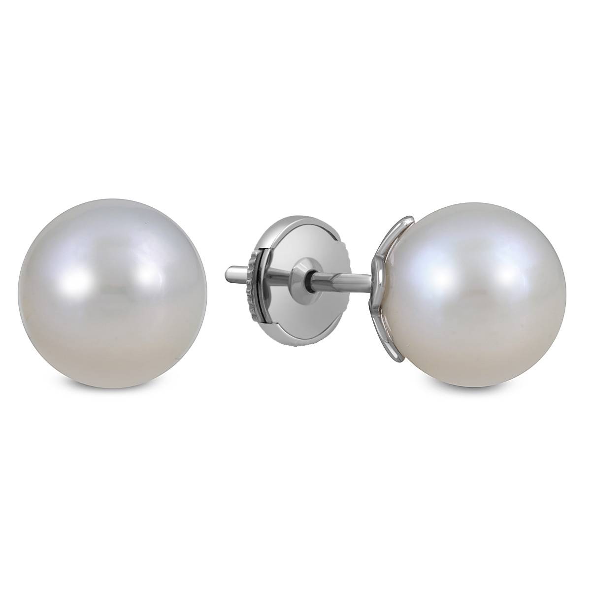 Серьги пусеты из белого золота с жемчугом (053463)