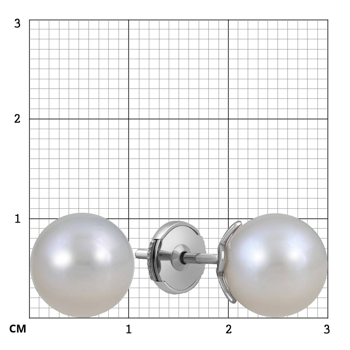 Серьги пусеты из белого золота с жемчугом (053463)