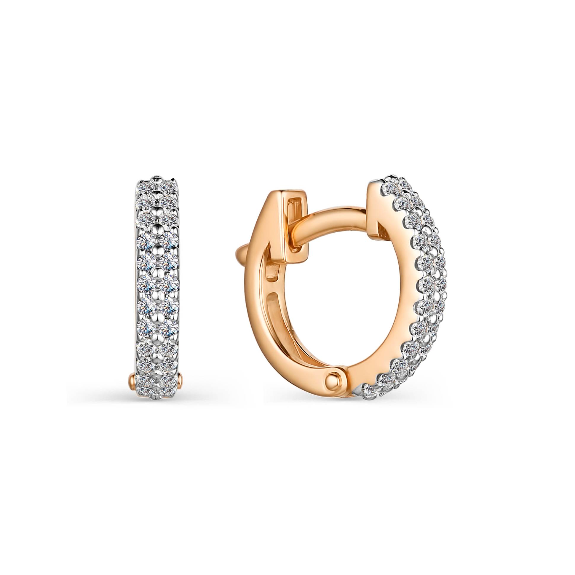 Серьги конго из красного золота с бриллиантами (048753)