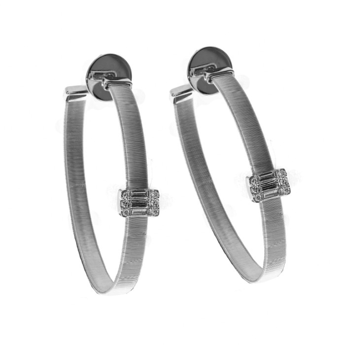 Серьги конго из белого золота с бриллиантами (050724)