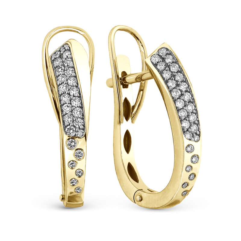 Серьги из жёлтого золота с бриллиантами  (063135)