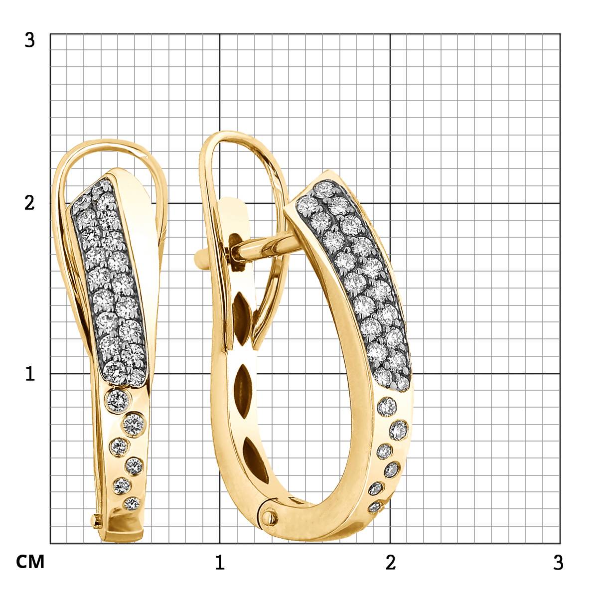 Серьги из жёлтого золота с бриллиантами  (063135)
