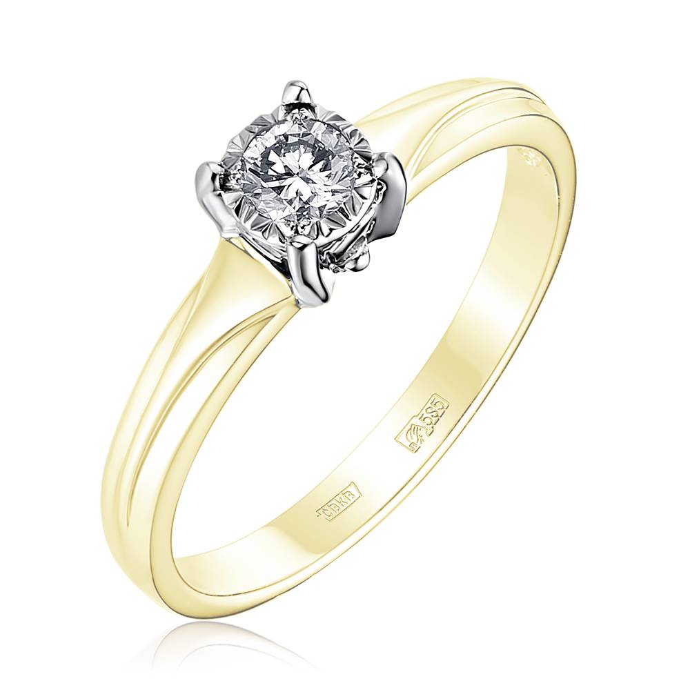 Помолвочное кольцо из комбинированного золота с бриллиантом (053055)